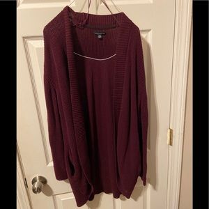 AEO size L long burgundy cardigan